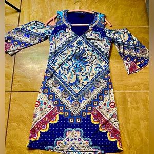 #84 Hale Bob Cold shoulder Dress? size Small